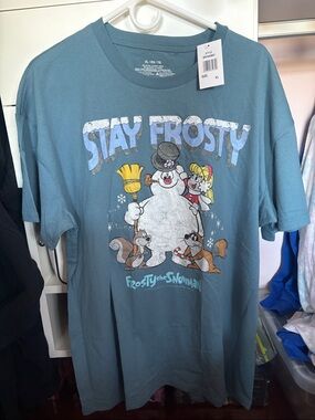 Graphic Tee XL Blue "Frosty" Design frosty the snowman stay